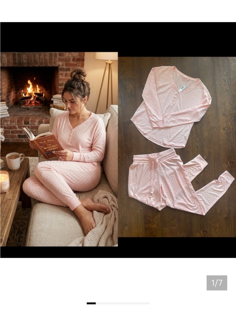 NWT La Vie En Rose Soft Matching Pink Pajamas With Gold Stars ⭐️. Small.